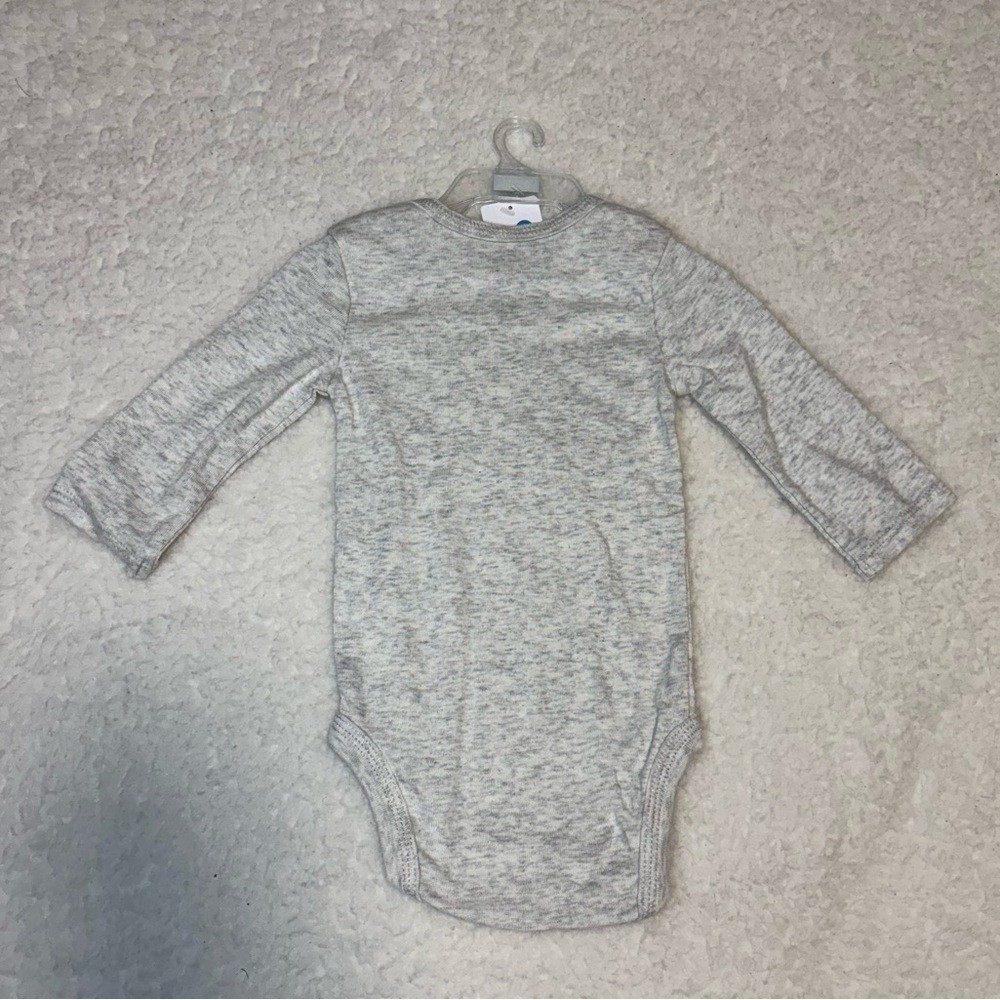 Carter’s Baby Heather Gray Santa Christmas Long Sleeve One Piece - Picture 5 of 6